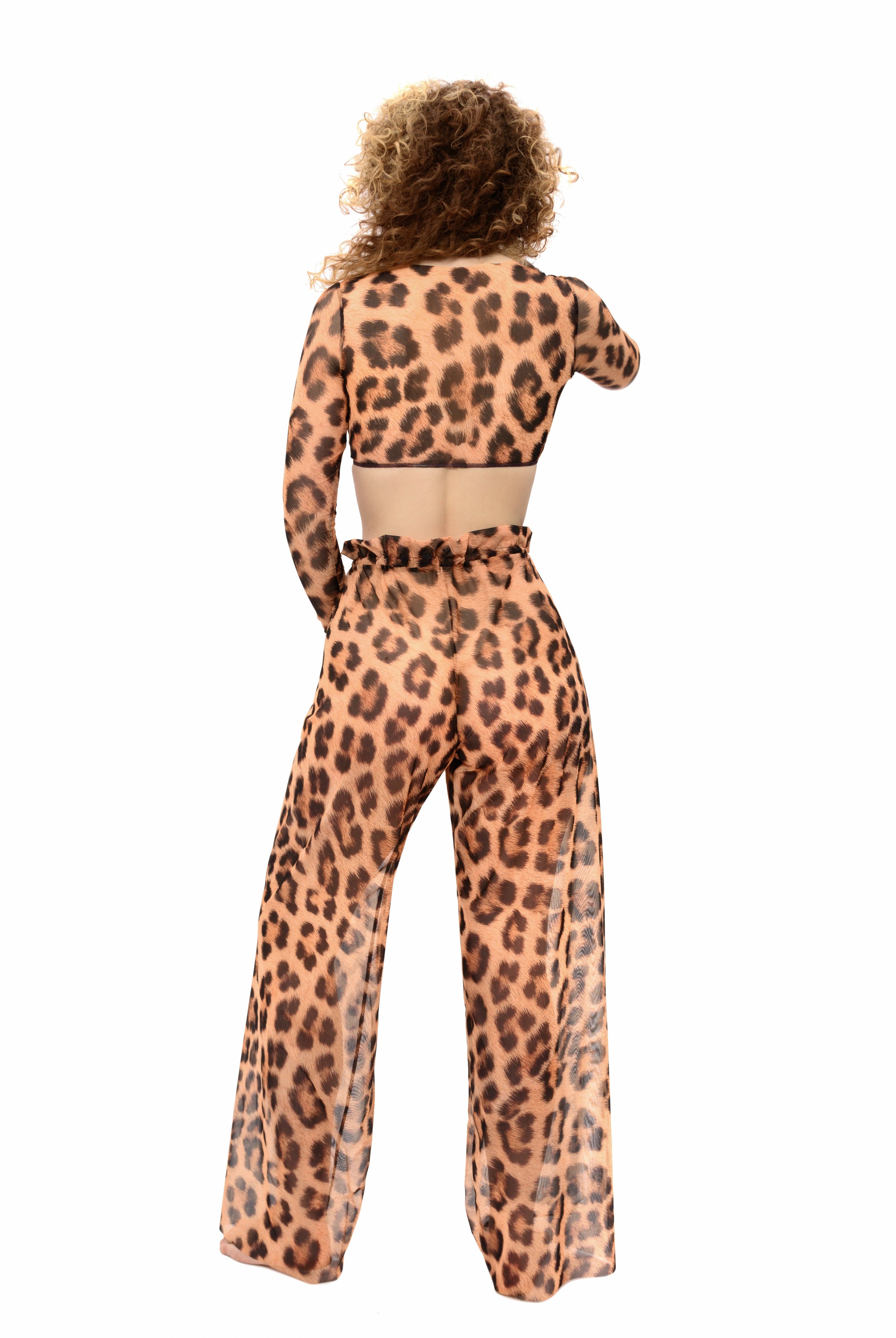 This file presents innovative sustainable tan-through smart swimwear featuring the iconic leopard print. Explore beach pants showcased on the runway, offering style and comfort for your vacation