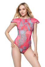 Load image into Gallery viewer, Jellyfish Pink One-piece Swimsuit with Cap Sleeves
