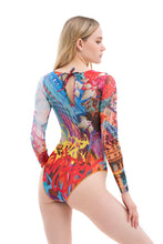 Load image into Gallery viewer, Pre-Order Graffiti Closed one-piece swimsuit with sleeves
