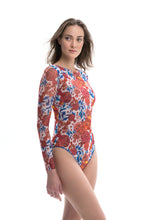 Load image into Gallery viewer, Pre-Order Pomegranate Red Closed one-piece swimsuit with sleeves
