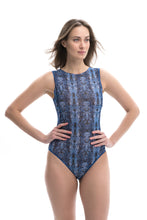 Load image into Gallery viewer, Pre-Order Blue Snake One-piece sleeveless swimsuit
