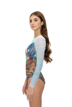 Load image into Gallery viewer, Mermaids Closed-back One-piece Swimsuit with sleeves
