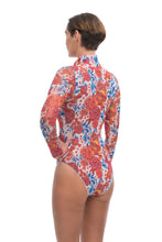 Load image into Gallery viewer, Pre-Order Pomegranate Red Zipper swimsuit with sleeves
