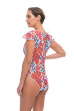 Load image into Gallery viewer, Pre-Order Pomegranate Red Swimsuit with cap sleeves
