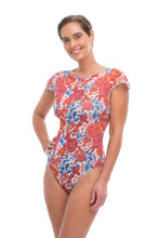Load image into Gallery viewer, Pre-Order Pomegranate Red Swimsuit with cap sleeves

