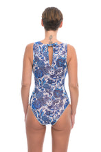 Load image into Gallery viewer, Pre-Order Pomegranate Blue One-piece sleeveless swimsuit
