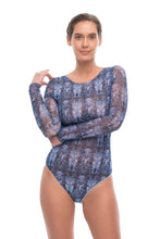 Load image into Gallery viewer, Pre-Order Blue Snake Closed one-piece swimsuit with sleeves

