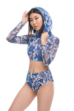 Load image into Gallery viewer, Pre-Order Pomegranate Blue Top with hood
