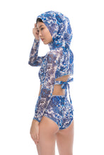 Load image into Gallery viewer, Pre-Order Pomegranate Blue High waist bikini
