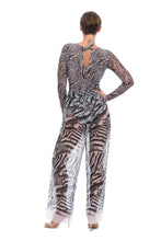 Load image into Gallery viewer, Explore sustainable tan-through smart swimsuits adorned with a trendy Fake Zebra print in this file. It includes luxurious Beach Pants offering SPF35 protection for stylish sun safety.

