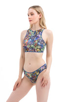 This file showcases sustainable smart swimsuits featuring a classic bikini style with a stylish snake print. Enjoy SPF35 protection and explore our sale for classic luxury. Click now to take action!