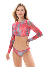 Load image into Gallery viewer, This file offers a variety of sustainable smart swimsuits with JELLYFISH pink print, including tops with sleeves and SPF35 protection, ensuring classic luxury and sun safety for your beach adventures.
